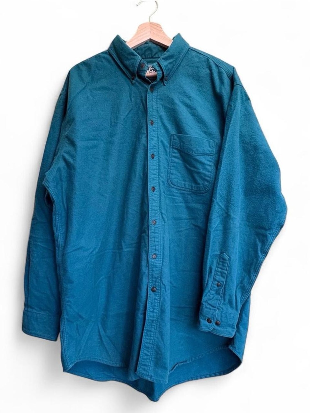 Vtg Woolrich Teal Mens Button Down XL 100% Cotton Made USA Gorpcore Cabin Work